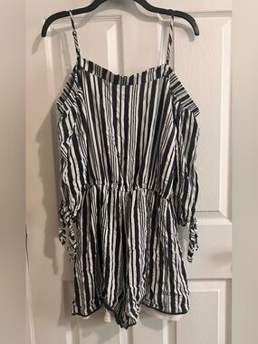 Maurices Navy and White Striped Top